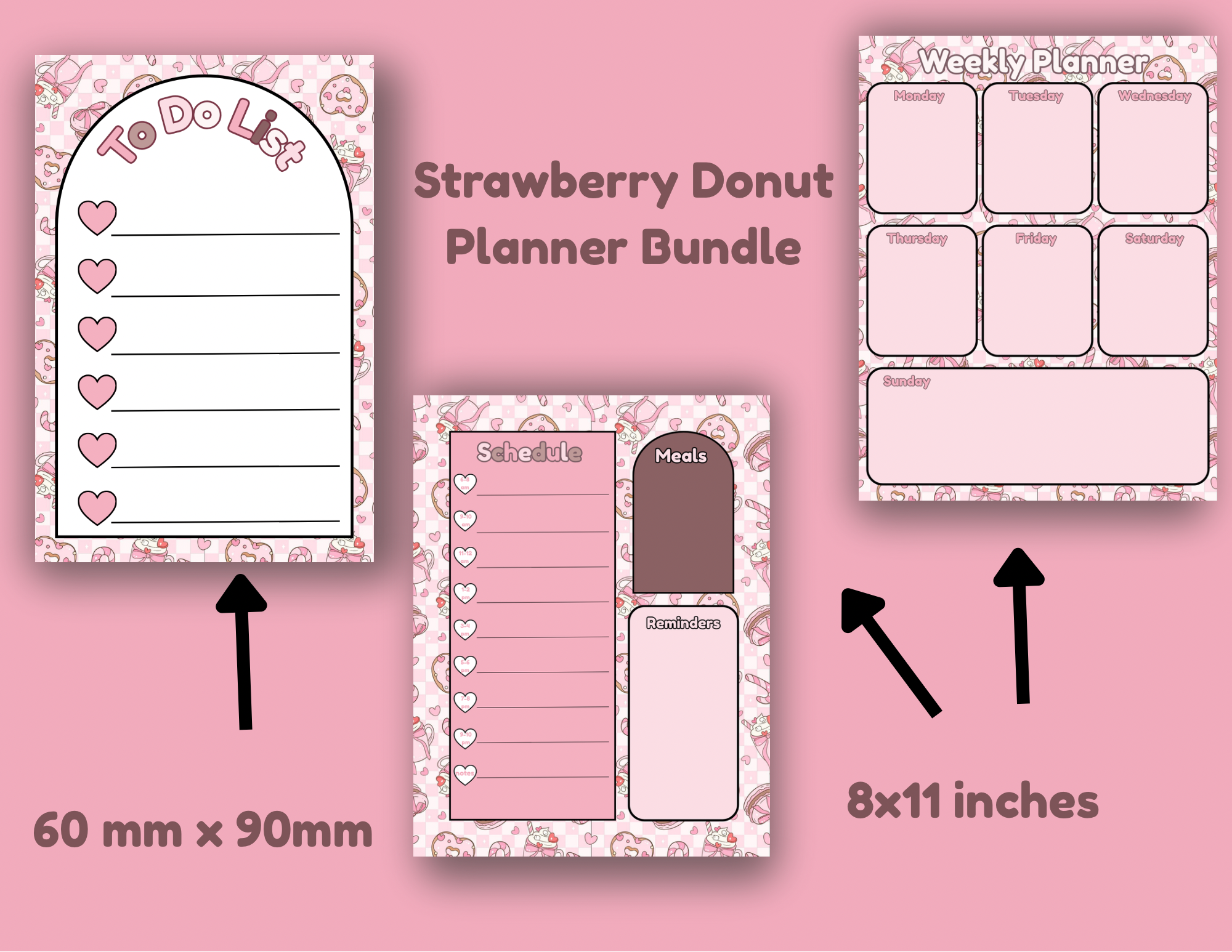 Strawberry Donut Planner Bundle