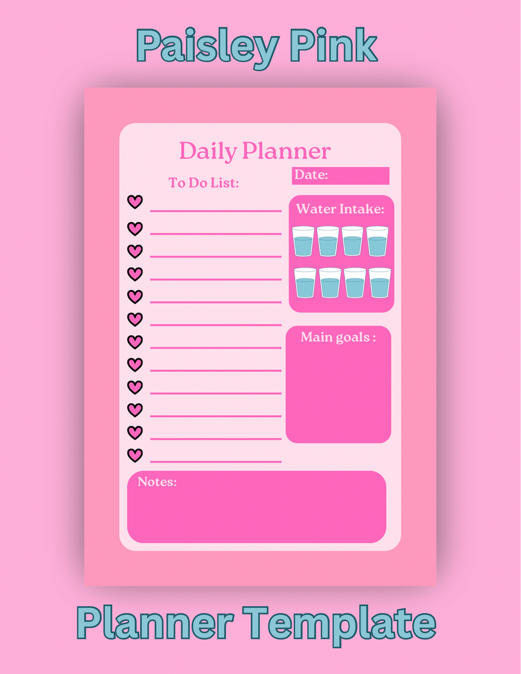 Paisley Pink Planner Template